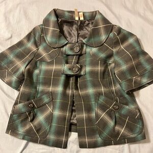 Susina Gray and Green Plaid Jacket